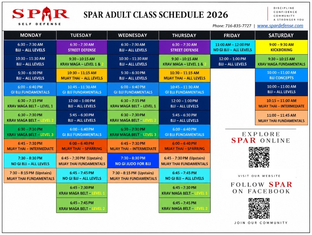 SPAR Adult Class Schedule 2026
